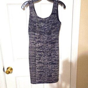 Textured Navy & Silver Glitter Sleeveless Sheath Dress – Size S